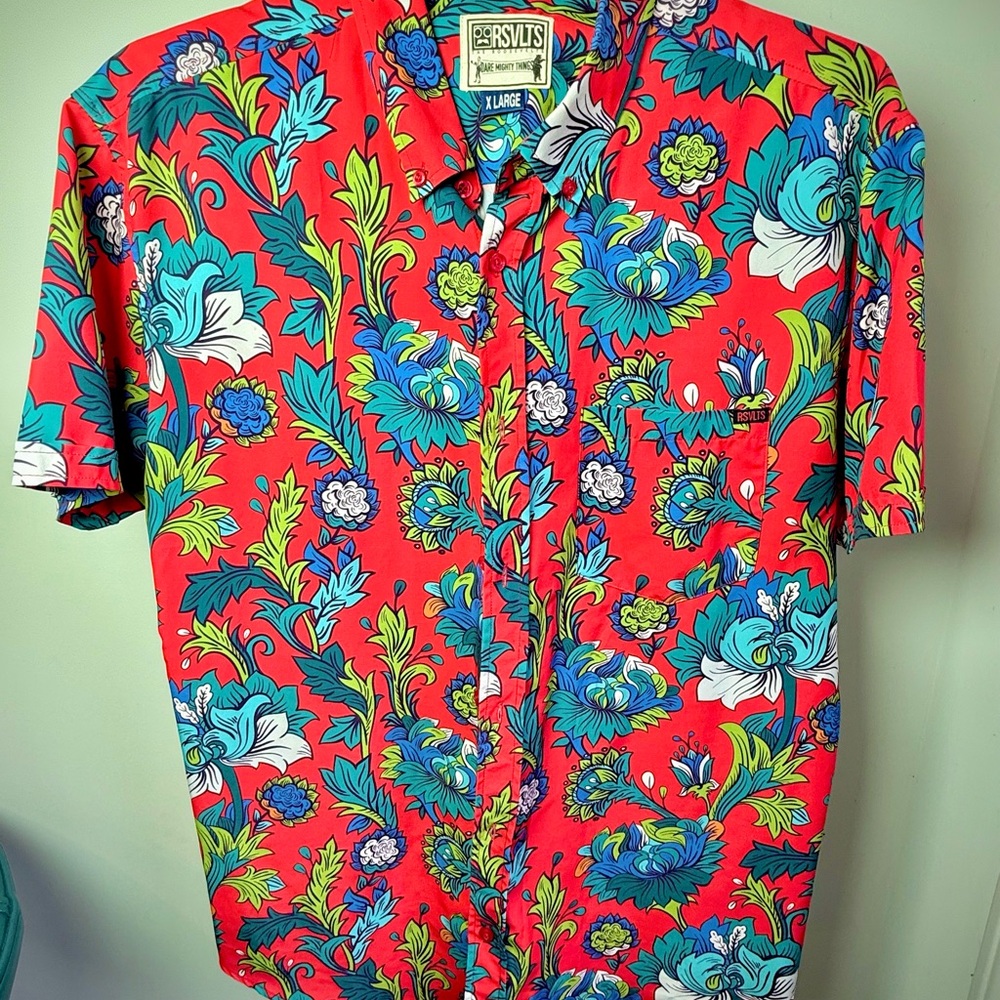 RSVLTS Red Floral Button Down Shirt
